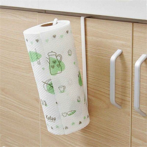 White Under Cabinet Paper Roll Rack Kitchen Hanger Towel Holder Wall Accessories (5)