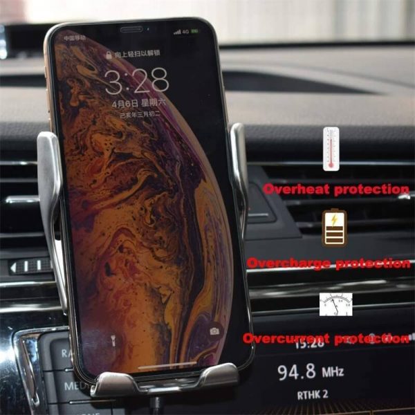 Wireless Car Charger Mount New Model Smart Sensor Auto Clamping Car Mount Air Vent Phone Holder (5)