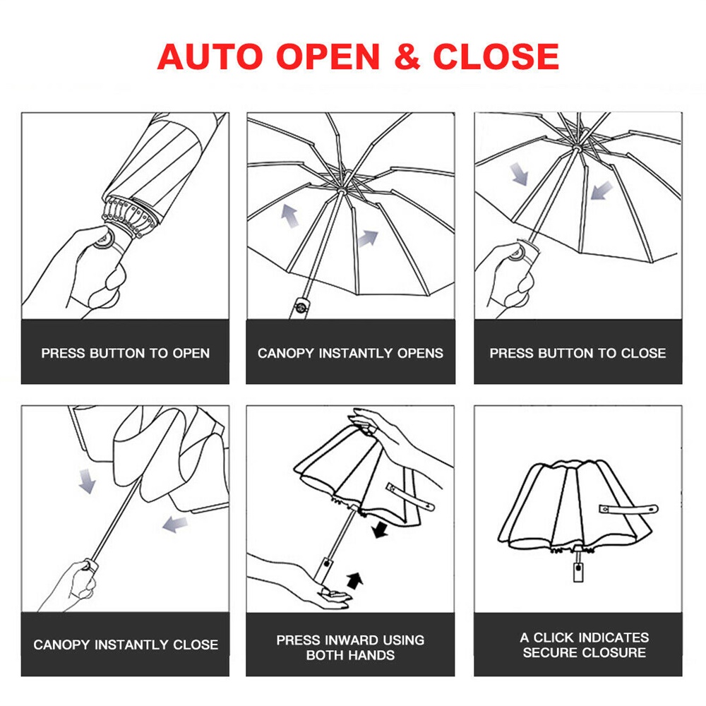Automatic 10 Bone Strong Folding Umbrella High End Business Umbrella Unisex (2)