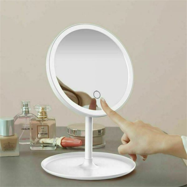 Makeup Mirror Led Desktop With Lamp Portable Usb Charging Three Color Light Dressing Mirror (10)