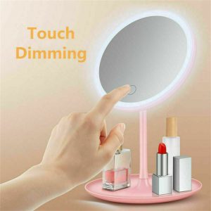Makeup Mirror Led Desktop With Lamp Portable Usb Charging Three Color Light Dressing Mirror (11)