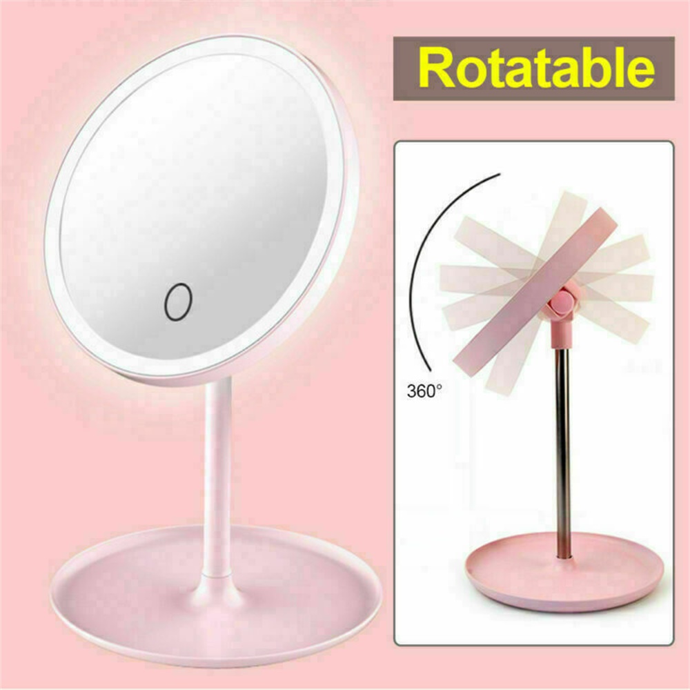 Makeup Mirror Led Desktop With Lamp Portable Usb Charging Three Color Light Dressing Mirror (15)