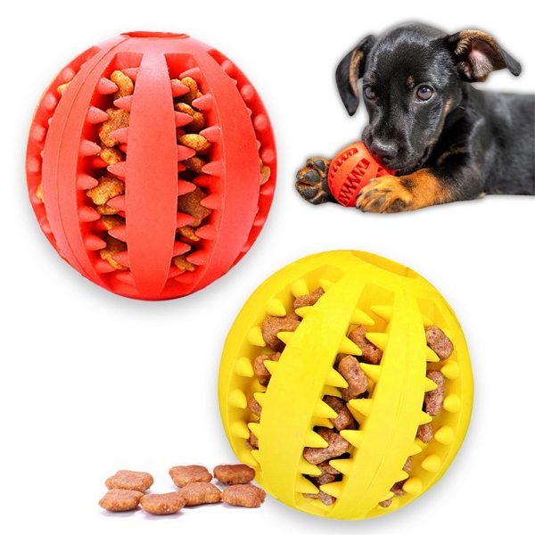 Pet Ball Dog Balls Fetch Food Pet Dog Rubber Ball Teething Durable Clean Chew Teething Treat Clean Rubber Chew (10)