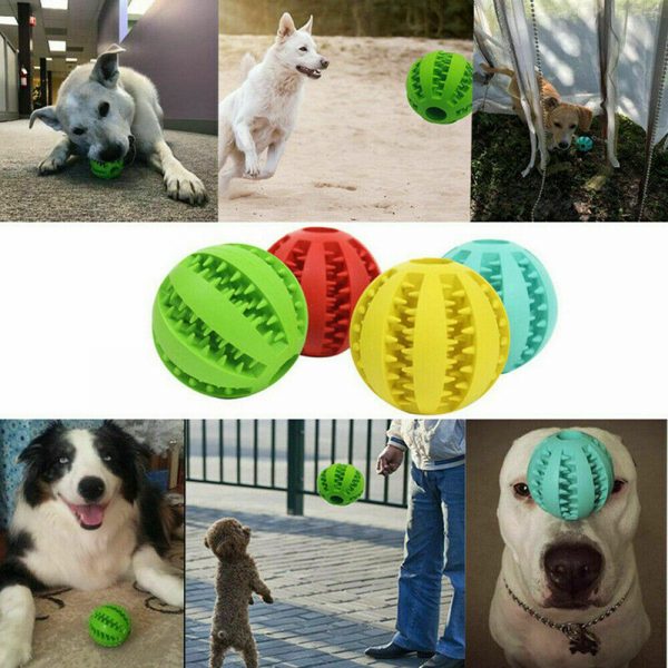 Pet Ball Dog Balls Fetch Food Pet Dog Rubber Ball Teething Durable Clean Chew Teething Treat Clean Rubber Chew (15)