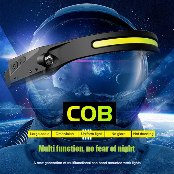 Usb Headlight Rechargeable Work Led Cob Headlamp Head Light (10)