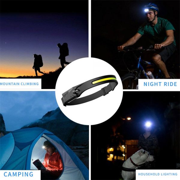 Usb Headlight Rechargeable Work Led Cob Headlamp Head Light (13)