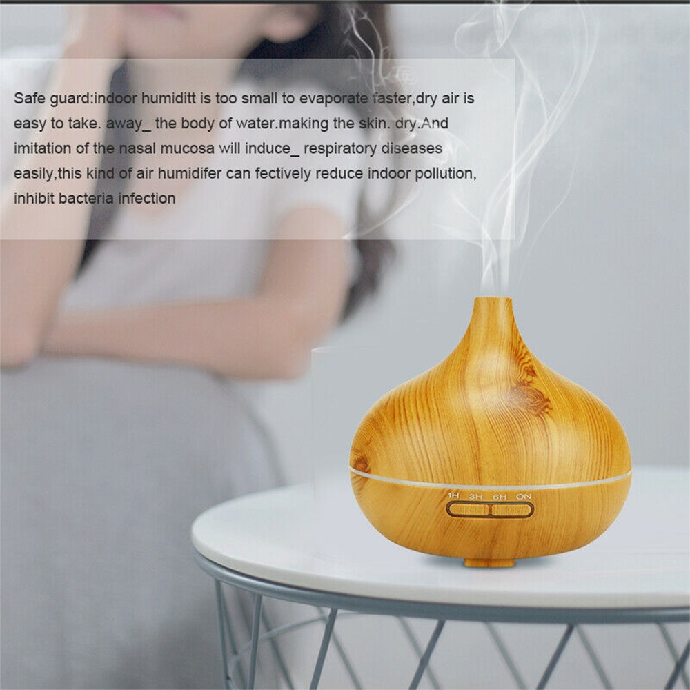 Wood Grain Aroma Diffuser Ultrasonic Essential Oil Aroma Incense Burner Mute Mist Humidifiier (4)