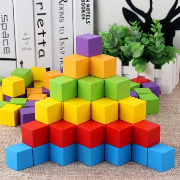 10 Pcs Colourful Wooden Cubes Square Volume Educational Blocks Toys For Kids (8)