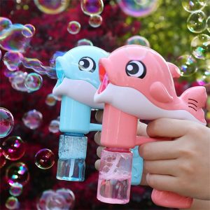 Automatic Bubble Maker Summer Outdoor Toys Led Light Up Whale Bubble Gun Toys For Children (1)