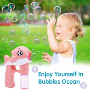 Automatic Bubble Maker Summer Outdoor Toys Led Light Up Whale Bubble Gun Toys For Children (8)
