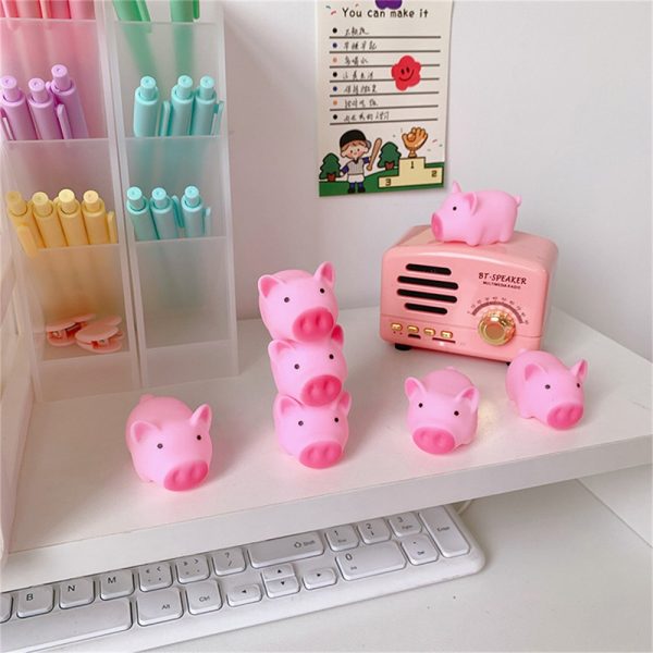 Cute Pink Piggy Toys To Vent Rubber Pet Toy Cartoon Soft Toy Safe Material (5)
