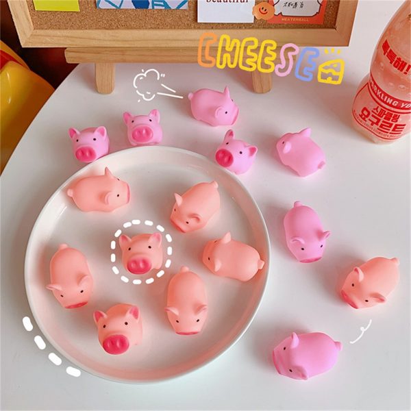 Cute Pink Piggy Toys To Vent Rubber Pet Toy Cartoon Soft Toy Safe Material (7)