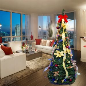 Decorated Xmas Tree With Lights Easy Assembly Foldable For Stand Holiday Decorations (5)