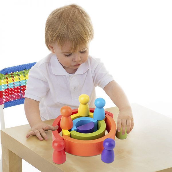 Wooden Rainbow Toy Balance Blocks Wooden Rainbow Stacker Educational Toys For Children (4)