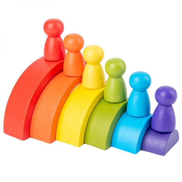 Wooden Rainbow Toy Balance Blocks Wooden Rainbow Stacker Educational Toys For Children (9)