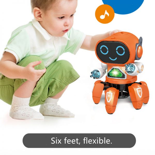 Battery Operated Ai Smart Six Claw Musical Robot Interactive Toys Educational Toy With Music And Light (3)