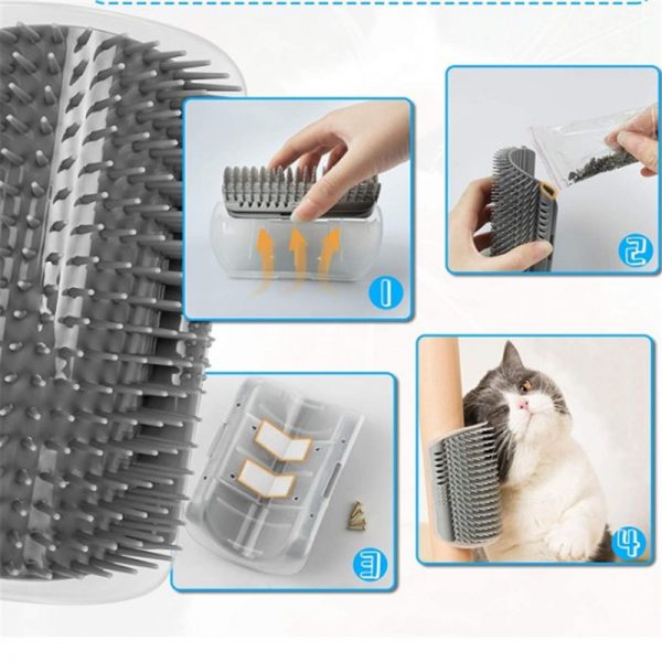 Cat Corner Scratcher Play Toy Scratching Rubbing Brush Pet Hair Comb Scratcher (4)