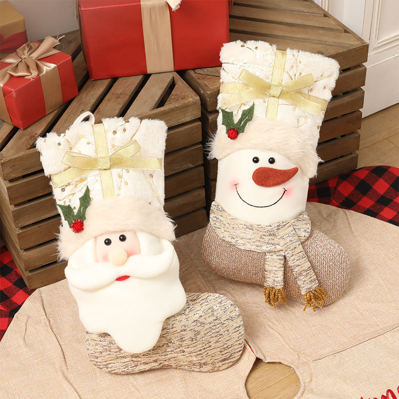 Christmas Socks Nordic Style White Christmas Socks Candy Bags Gift Bags Christmas Decorations (2)