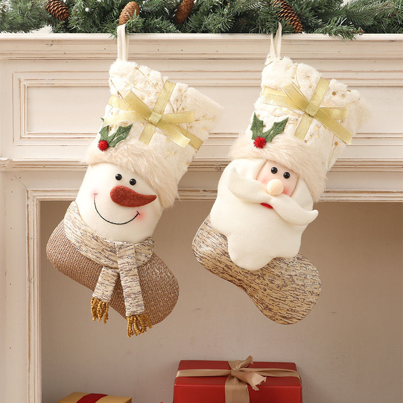Christmas Socks Nordic Style White Christmas Socks Candy Bags Gift Bags Christmas Decorations (4)