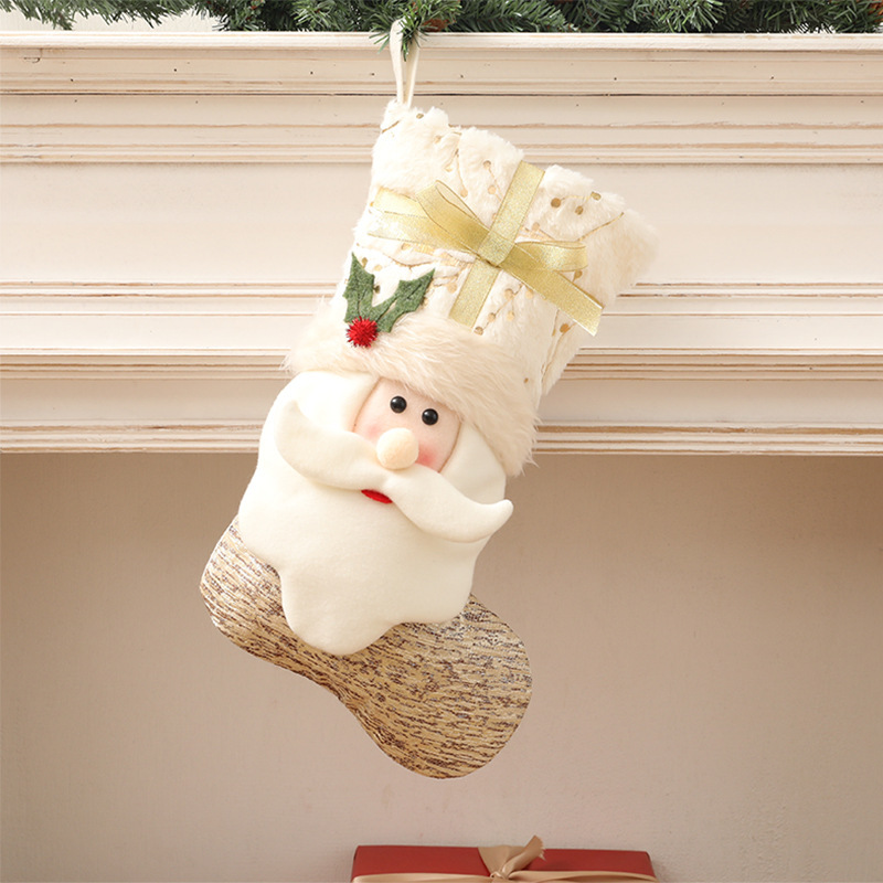 Christmas Socks Nordic Style White Christmas Socks Candy Bags Gift Bags Christmas Decorations (5)