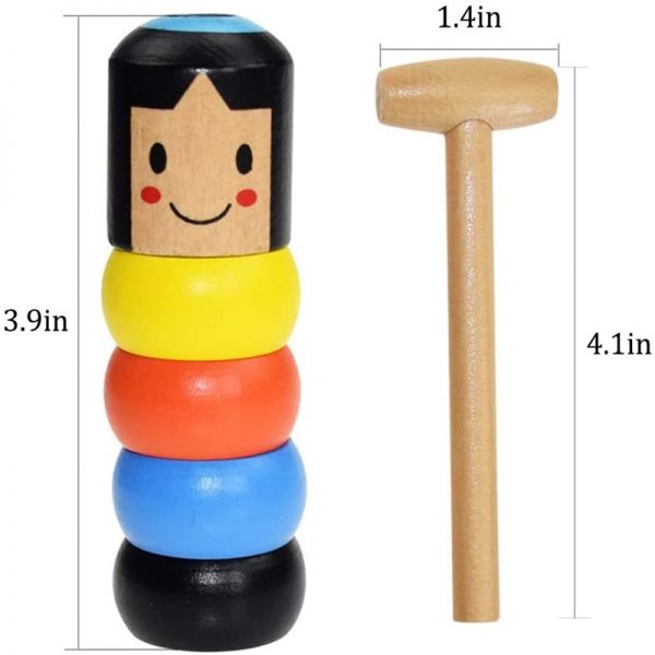 Immortal Daruma Wooden Magic Tricks Unbreakable Wooden Man Kid Toys (2)