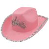 Pink Cowboy Hat With Tiara Wild West Cowgirl Fancy Dress Costume Hen Night Party (3)