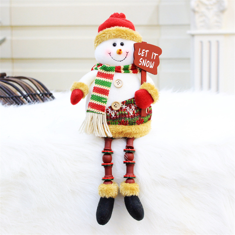 Santa Claus Doll Sitting Long Legged Doll Ornaments Household Items Christmas Decorations (1)