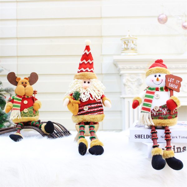 Santa Claus Doll Sitting Long Legged Doll Ornaments Household Items Christmas Decorations (2)