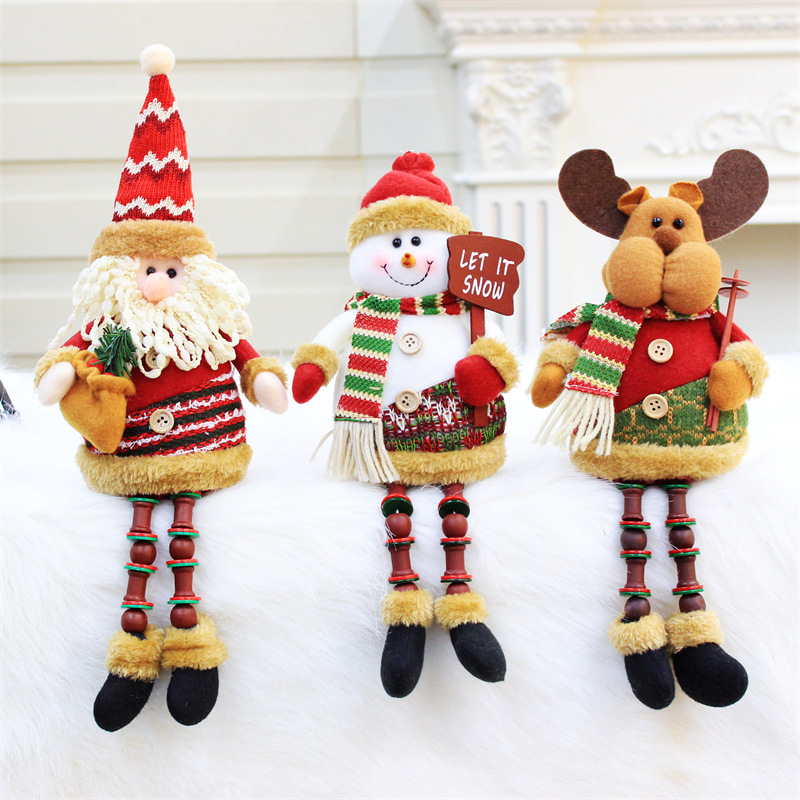 Santa Claus Doll Sitting Long Legged Doll Ornaments Household Items Christmas Decorations (5)
