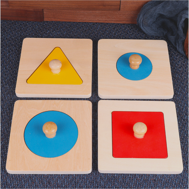 Shape Jigsaw Puzzle Boards Toddler Wooden Geometric Stacker Toy Montessori Educational Toys (2)