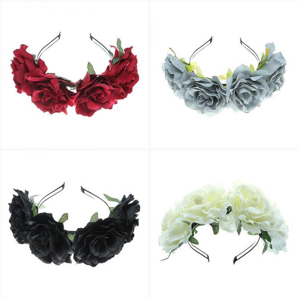 Women Rose Flower Crown Headband Garland Festival Wedding Party Hairband (1)