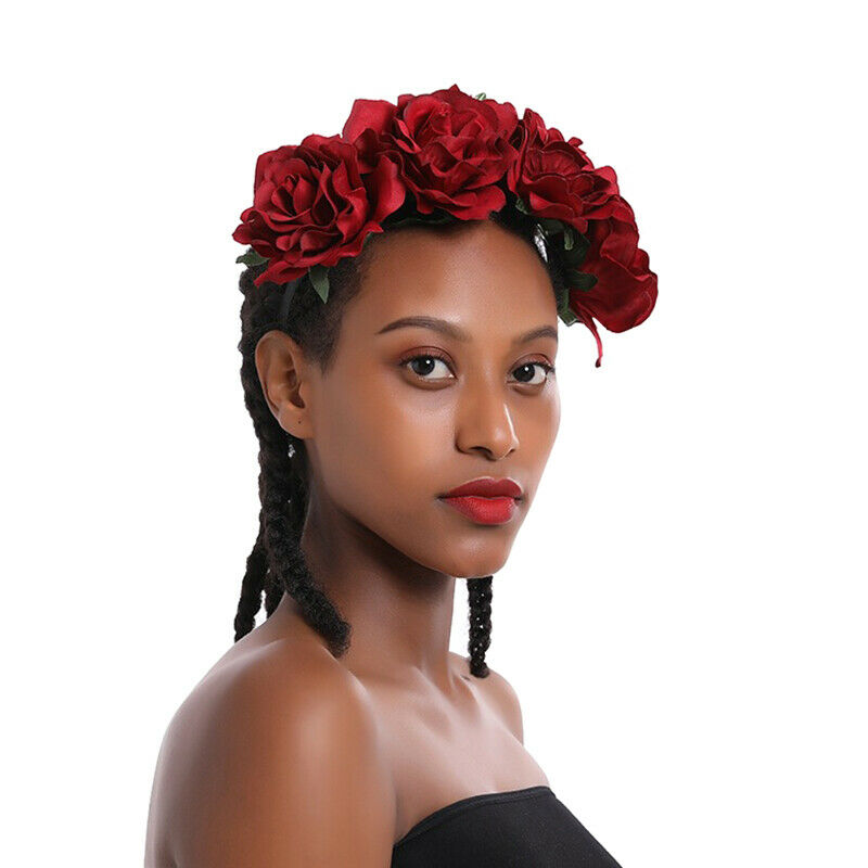 Women Rose Flower Crown Headband Garland Festival Wedding Party Hairband (4)
