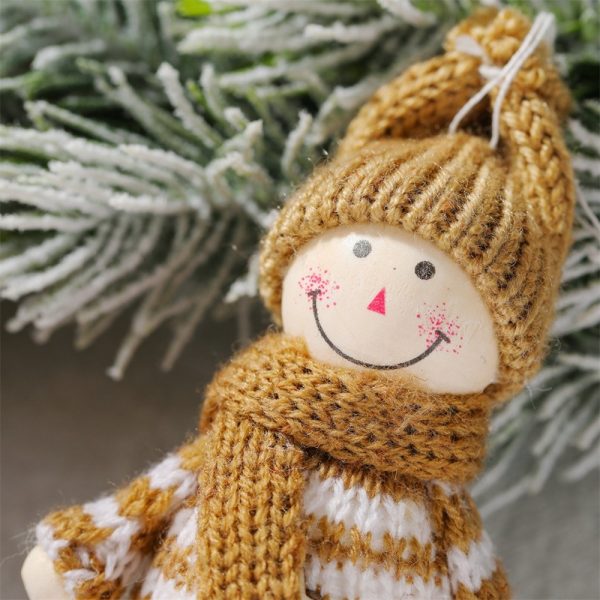Wooden Yarn Snowman Doll Christmas Tree Closet Decoration Pendant Christmas Ornaments (6)