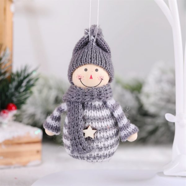 Wooden Yarn Snowman Doll Christmas Tree Closet Decoration Pendant Christmas Ornaments (7)