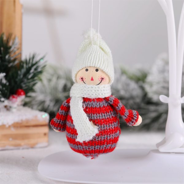 Wooden Yarn Snowman Doll Christmas Tree Closet Decoration Pendant Christmas Ornaments (8)