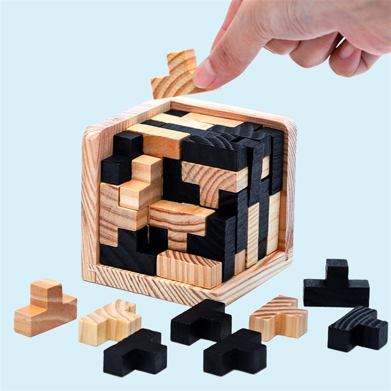Wooden Toys Adult Puzzle Kongming Lock New Design Luban Lock Decompression Tool Magic Cube Toy (5)