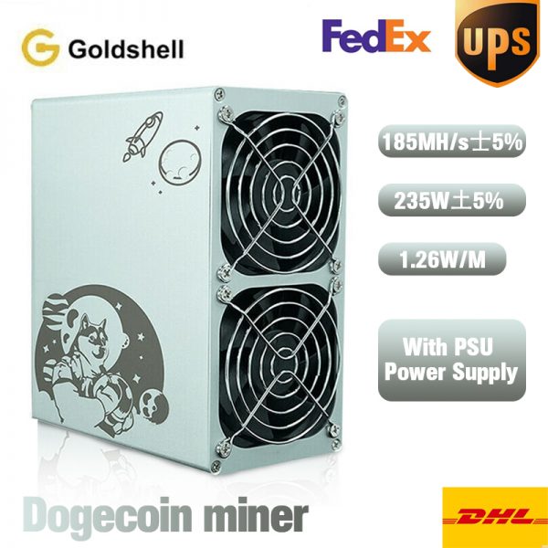 Goldshell Mini Doge 185mhs 235w Silent Miner Doge Ltc Coin With Psu New 1