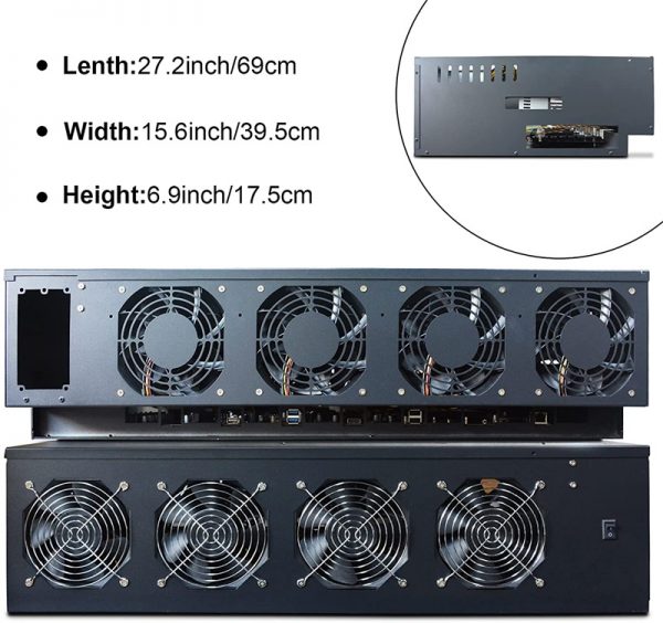 New 8 Gpu Ethereum Miner Case 70mm Slots With 2500w Power Supply Barebone Motherboard Cryptocurrency System Ssdram (16)