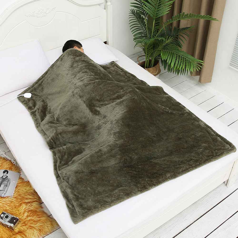 Electric Heated Blanket Uk 130160 Cm Soft Flannel Armygreen (2)