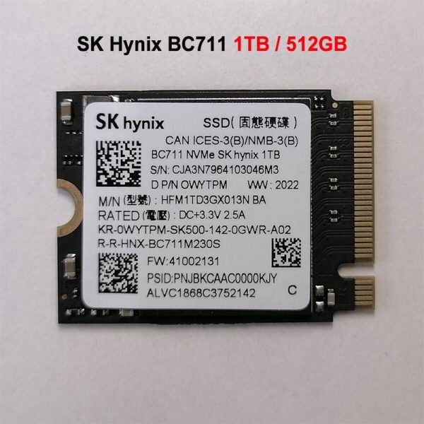 Sk Hynix 512gb Nvme Pcie M.2 2230 Ssd Bc711 30mm Solid State Drive Hfm512g3x013n (10)