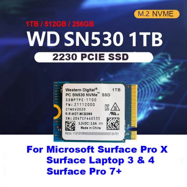 Wd 1tb512gb Nvme M.2 2230 Ssd Pc Sn530 Solid State Drive For Microsoft Surface Pro X & Pro 7+ & 8 Laptop 3 & 4 (4)